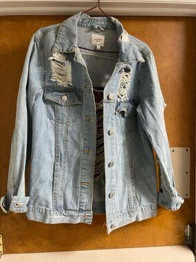 Active USA Light Blue Distressed Denim Jacket